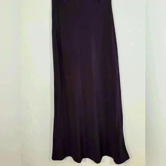 Vintage Jones New York Evening Vegan Silk Satin Y2K Midi Dress Eggplant Size 10P - Picture 6 of 11